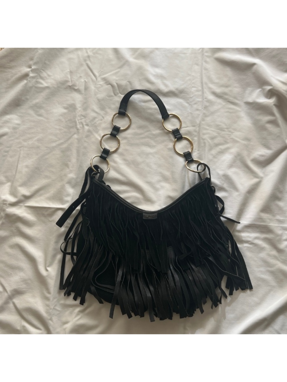 Vintage YSL Tom Ford Era Suede Leather Fringe Hobo La Boheme Bag with GHW